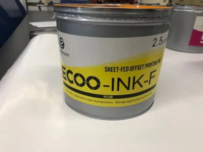 حبر طباعة أوفست على أساس المذيب الأحمر ECOO-INK-F مع مدة صلاحية 3 سنوات في 1 أو 2.5 كجم / علبة و 6 علب / علبة